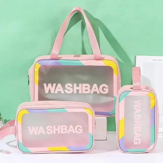 3Pcs Transparent Cosmetic Carry Pouch Set
