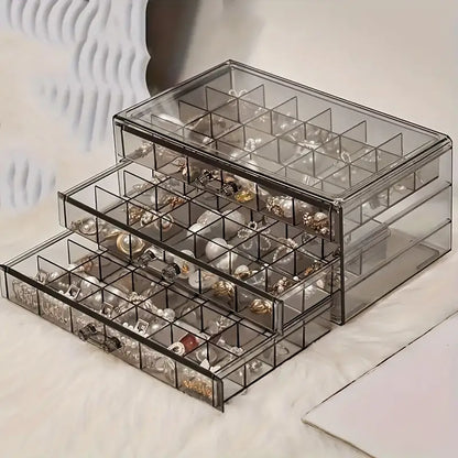 3 Drawer Clear Jewelry Organizer Box