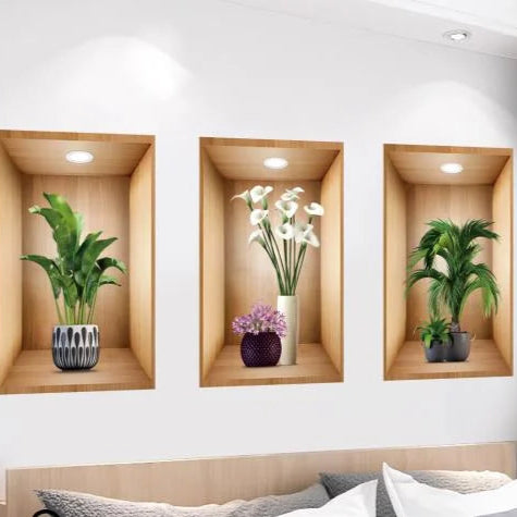 3 Pcs Wooden Wall Stickers – Simple DIY Decoration, Home and Wall Decor