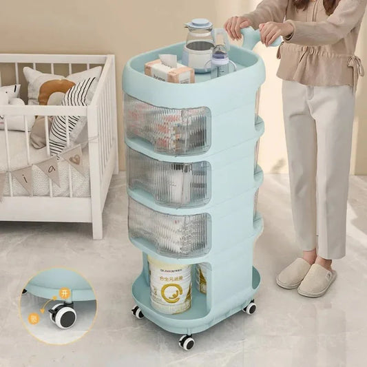 4-Tier Portable Nursery Trolley for Baby Care & Storage