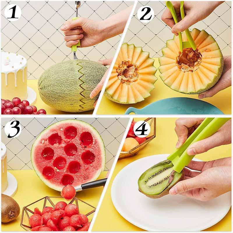 4 In 1 Multi-Use Stainless Steel Fruit Cutter Set