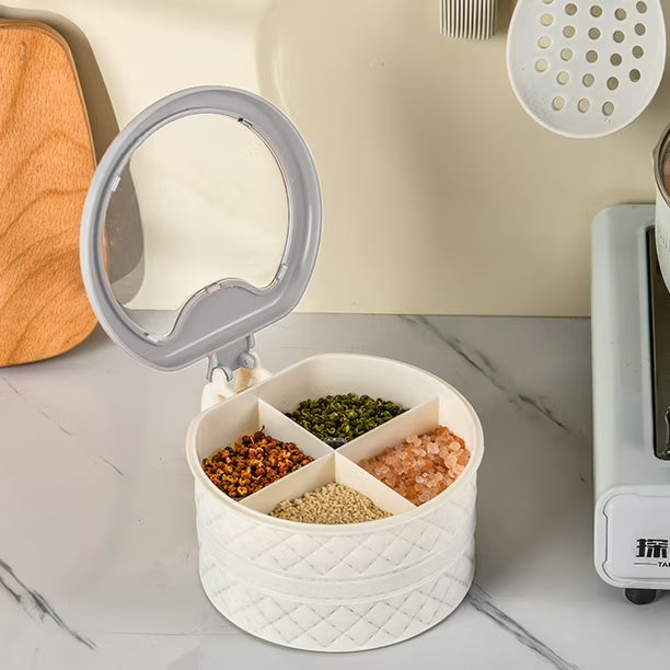 4 Compartment Spice Organizer – Kitchen Salt & Seasoning Storage Box
