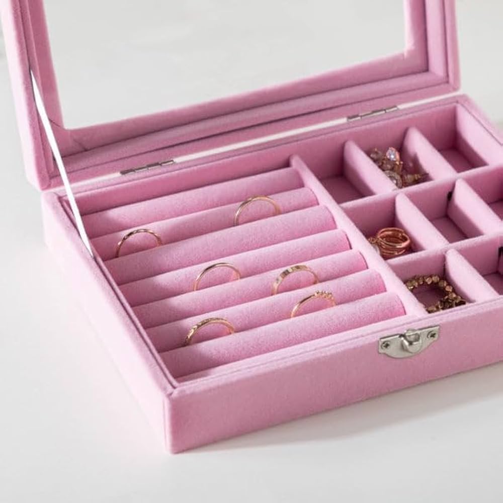 Jewelry Storage Case with Glass Cover