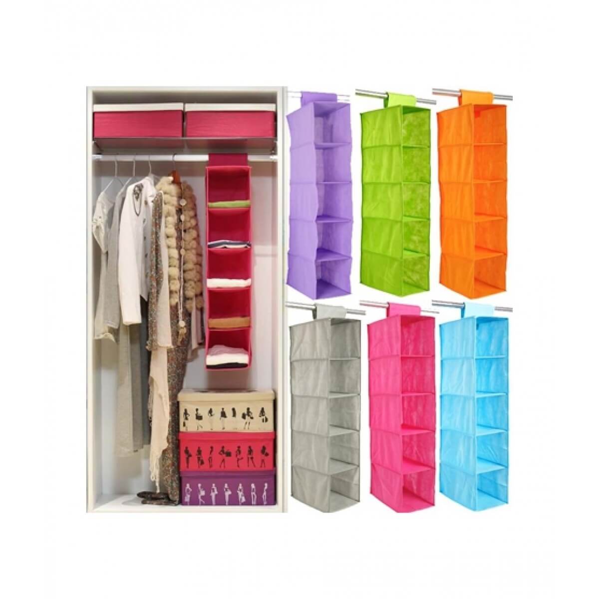 5 Shelf Hanging Closet Organizer Space Saver