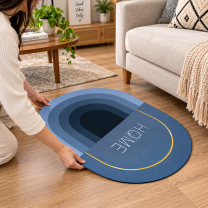 Home Floor Mat Stylish Blue Geometric Design For Home (22X15Inch)