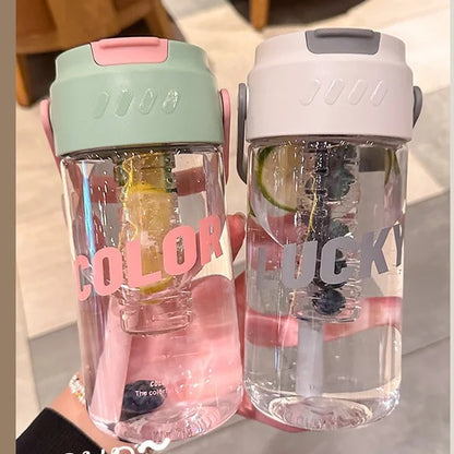 Portable Water Bottle With Straw & Built In Filter