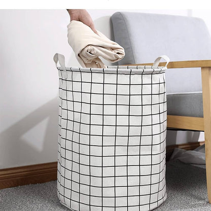 Folding Fabric Laundry Basket(Random Colour/Design)