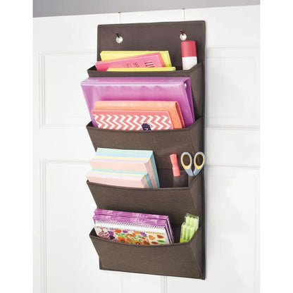 4 Layer Soft Fabric Over Door Hanging Wall Mount Book Shelf