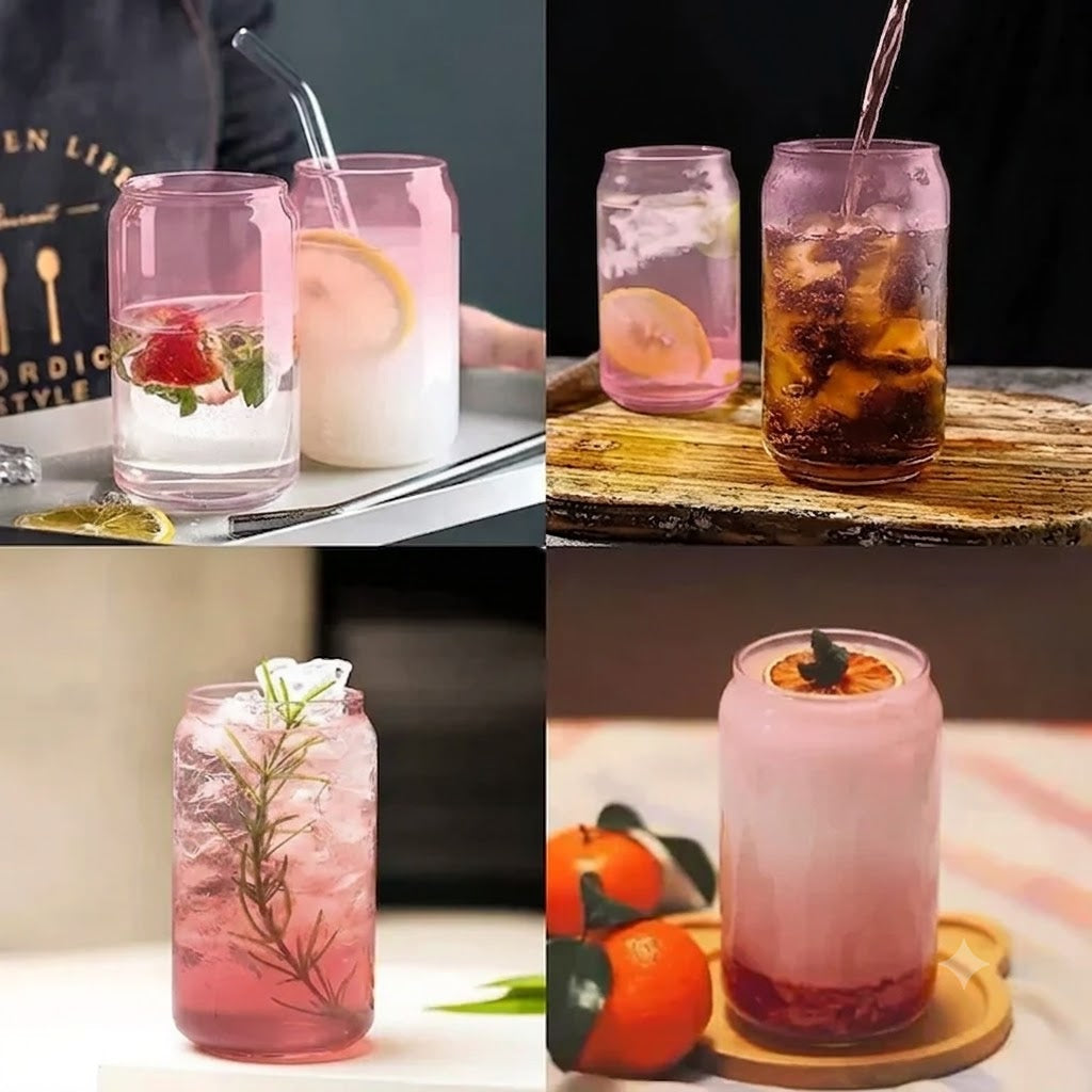Premium Glass Tumbler With Bamboo Lid & Glass Straw (Random Color)