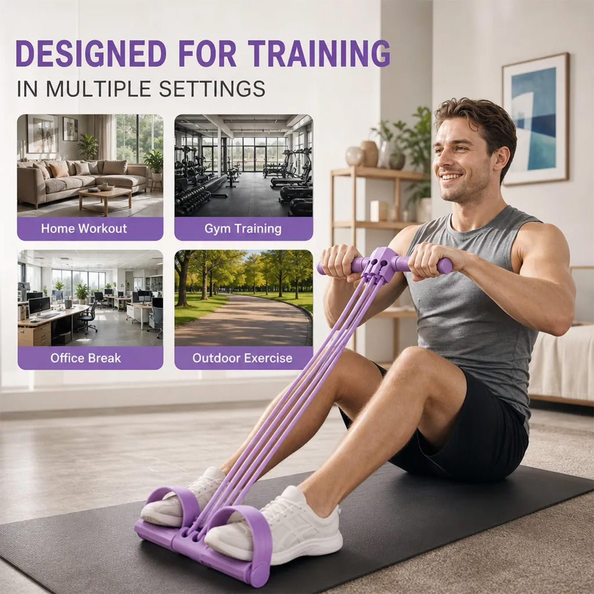 Multi-Functional 6-Tube Pedal Trainer – Resistance Pull Rope Exercise Equipment