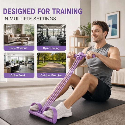 Multi-Functional 6-Tube Pedal Trainer – Resistance Pull Rope Exercise Equipment