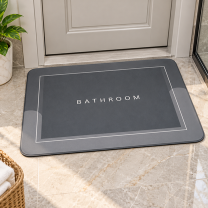 Grey Bathroom Floor Rug Simple & Elegant Bath Mat (22x15Inch)