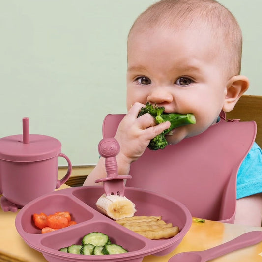 8-Piece Food-Grade Silicone Baby Feeding Set