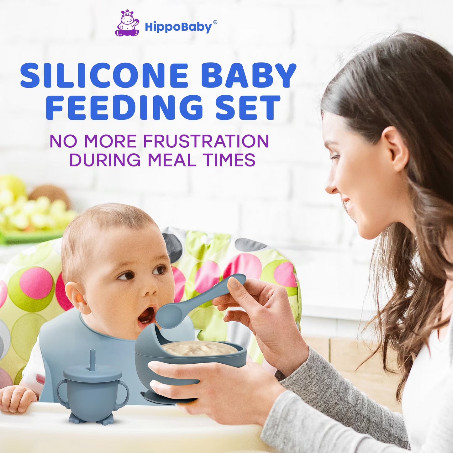 8-Piece Non-Toxic Silicone Baby Feeding Set, Babies and Toys 