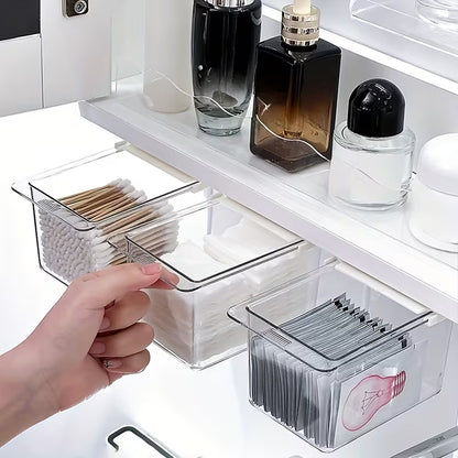 Wall Free Under Shelf Bathroom Organizer Space Saving Storage Box