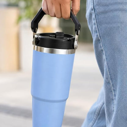 900ml Stainless Steel Tumbler Reusable Water Cup With Lid & Straw