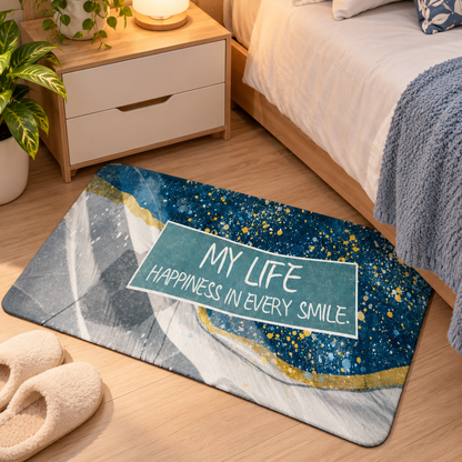 My Life Happiness Printed Door Mat Decorative Entrance Rug (22x15Inch)