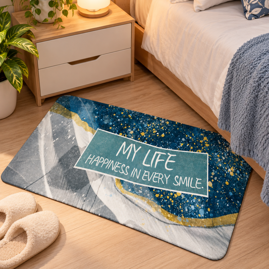 My Life Happiness Printed Door Mat Decorative Entrance Rug (22x15Inch)
