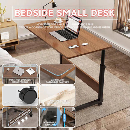 Adjustable Bedside Table – Mobile Laptop Desk With Wheels