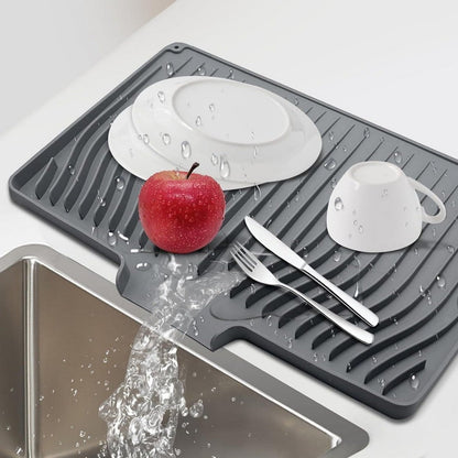 Anti-Slip Silicone Dish Drainer Mat, Kitchen Counter Drying Pad