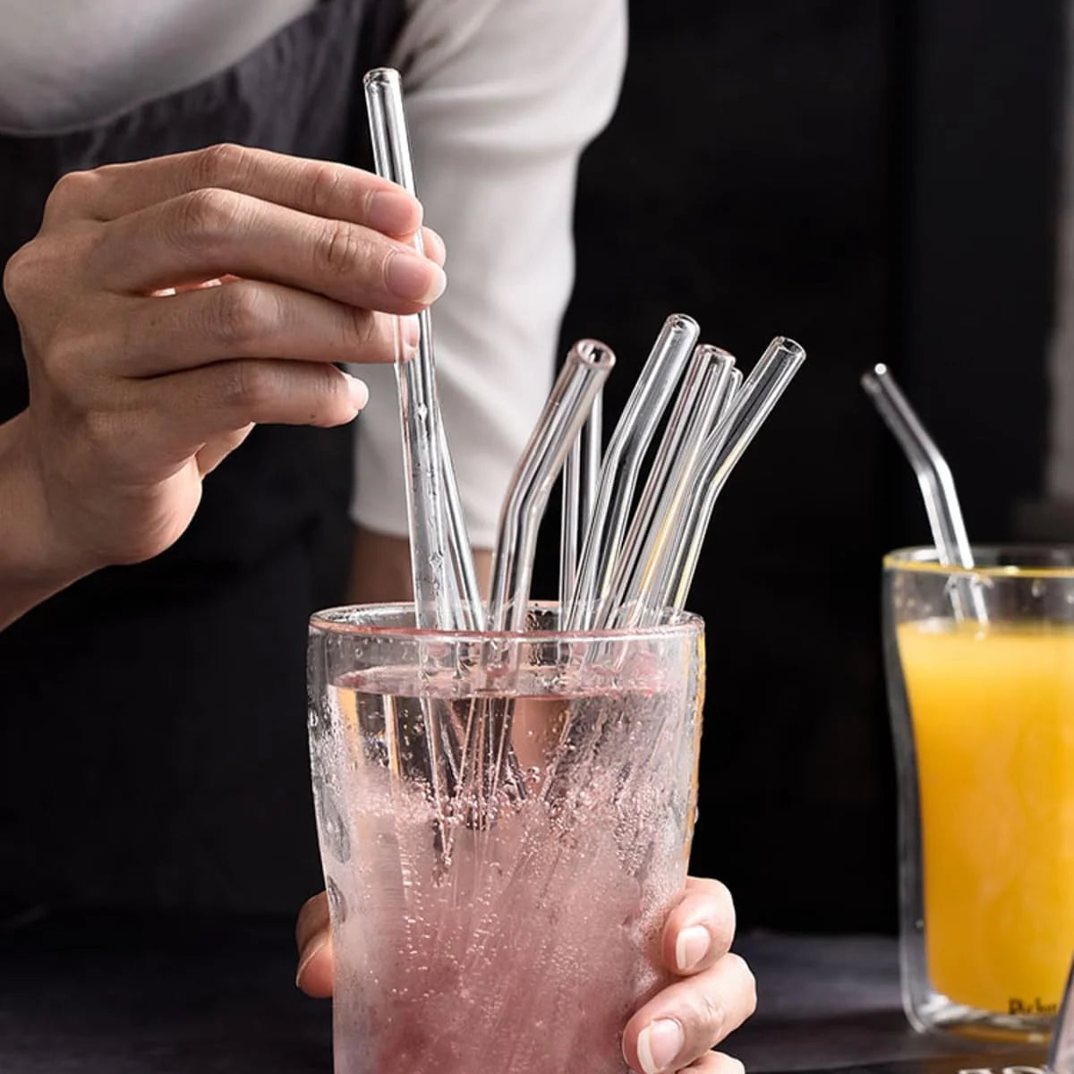 BPA-Free Glass Drinking Straw Kit – 6 Straws + Cleaning Brush