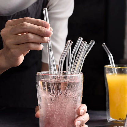 BPA-Free Glass Drinking Straw Kit – 6 Straws + Cleaning Brush