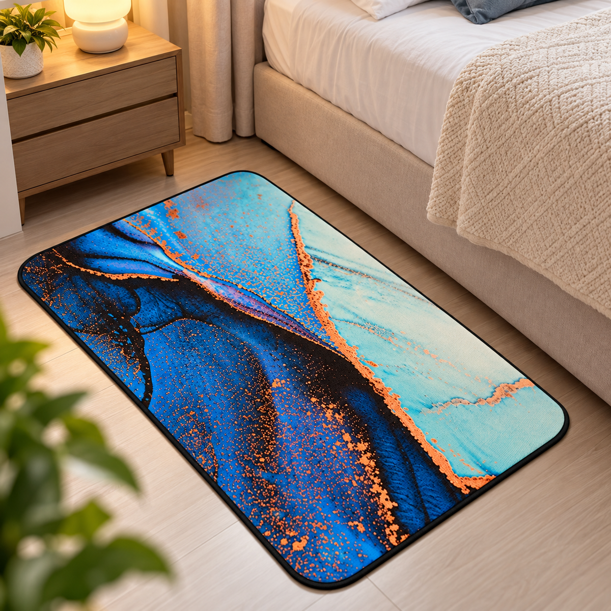 Blue Marble Pattern Floor Mat Decorative Entrance Rug (22x15Inch)