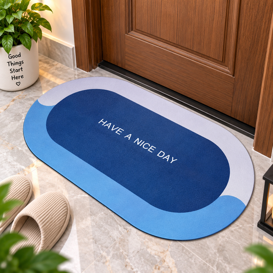 Blue Printed Floor Mat – Stylish Cushioned Mat for Bathroom & Home Decor