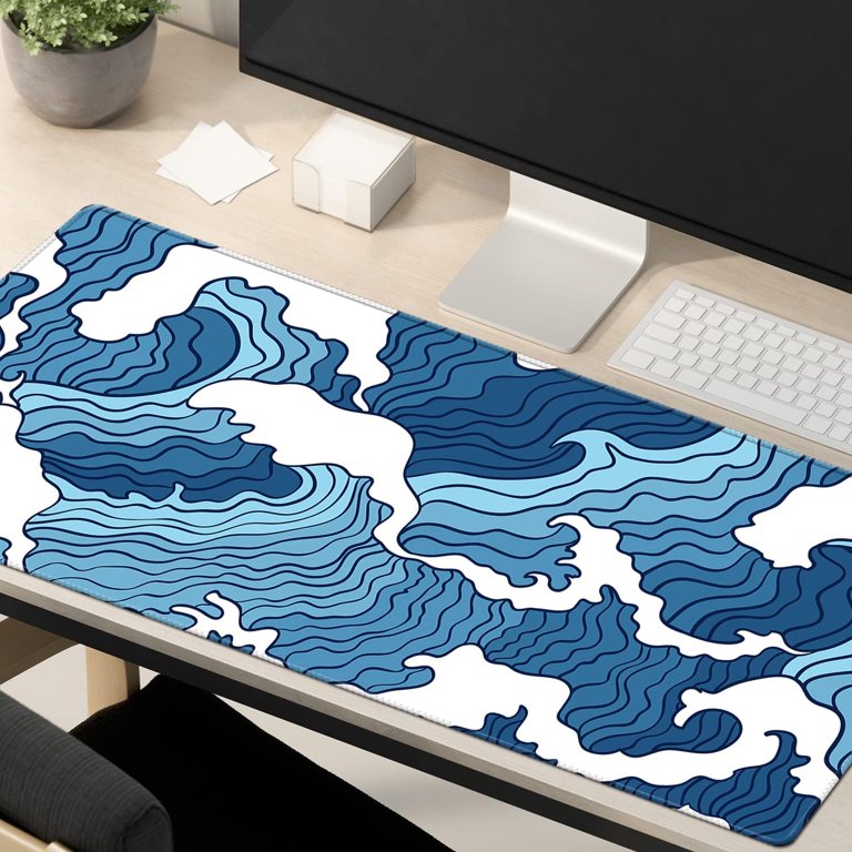  Blue Waves Desk Mat, Home and Living 