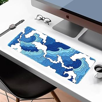  Blue Waves Desk Mat, Home and Living 