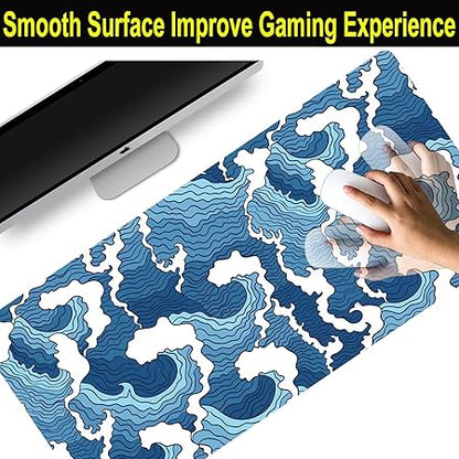  Blue Waves Desk Mat, Home and Living
