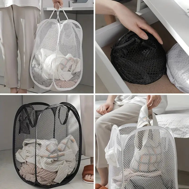 Breathable Mesh Foldable Laundry Basket For Home & Travel