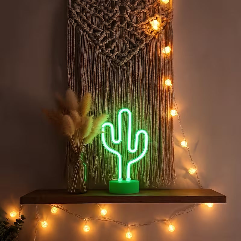 Cactus Neon Sign Light – Cute Night Lamp for Bedroom