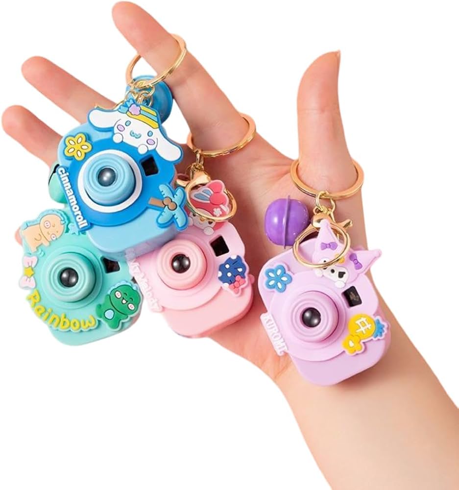 Cartoon Camera Keychain – Mini Projection Toy with Key Ring