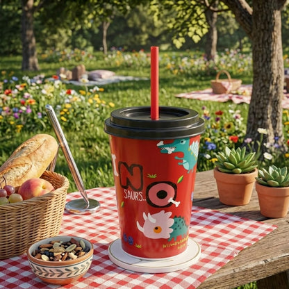 Cartoon Character Cup with Straw
