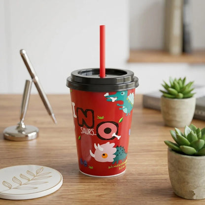 Cartoon Design Plastic Cup with Lid