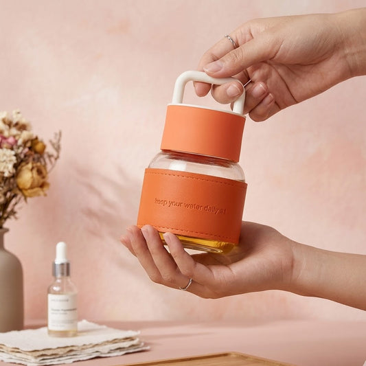 ClearSip Glass Bottle with Protective Silicone Sleeve