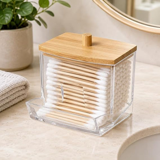 Clear Cosmetic Storage Holder – Cotton Swab & Beauty Accessory Organizer