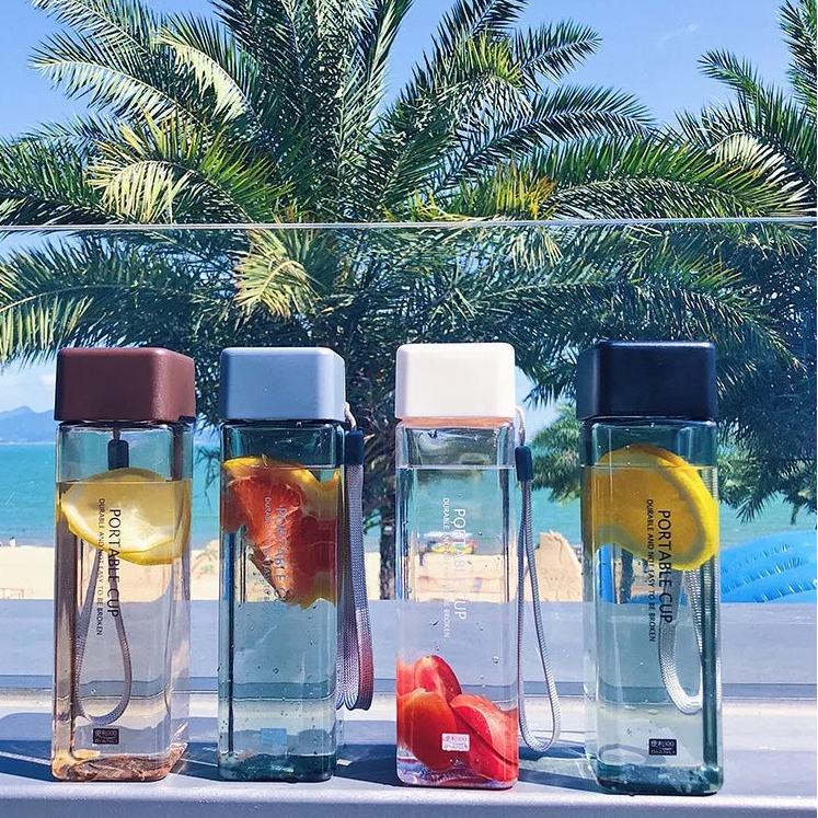 Clear Square Water Bottle – Minimal & Trendy Design, Home and Living 