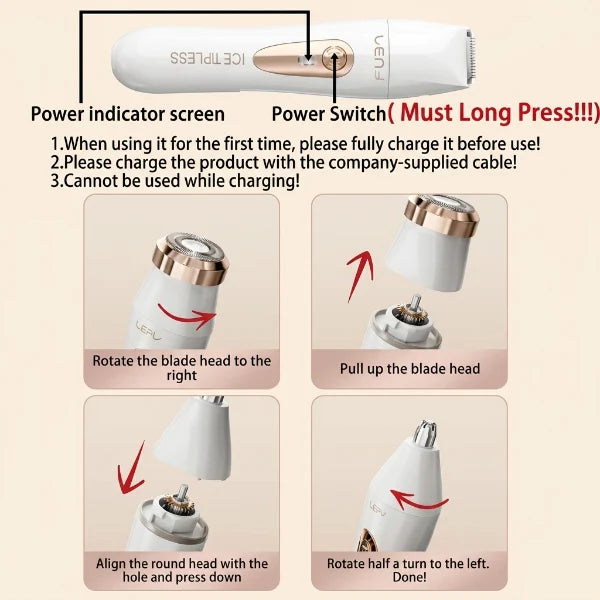 Compact 3-in-1 Beauty Trimmer – Rechargeable Hair Removal Kit