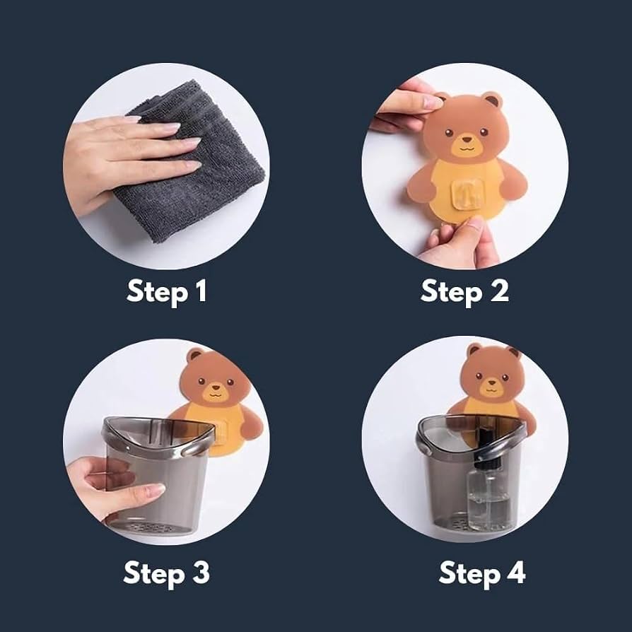 Cute Bear Bathroom Toothbrush Organizer – Toothpaste & Cup Storage Holder