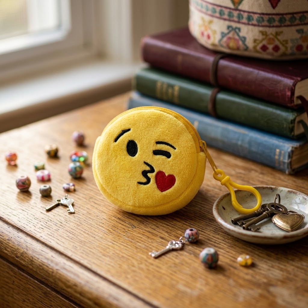 Cute Emoji Keychain Pouch – Mini Zipper Coin & Accessory Bag