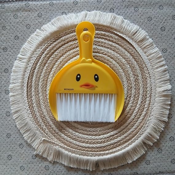 Cute Mini Broom & Dustpan Set – Portable Yellow Cleaning Brush for Home & Office