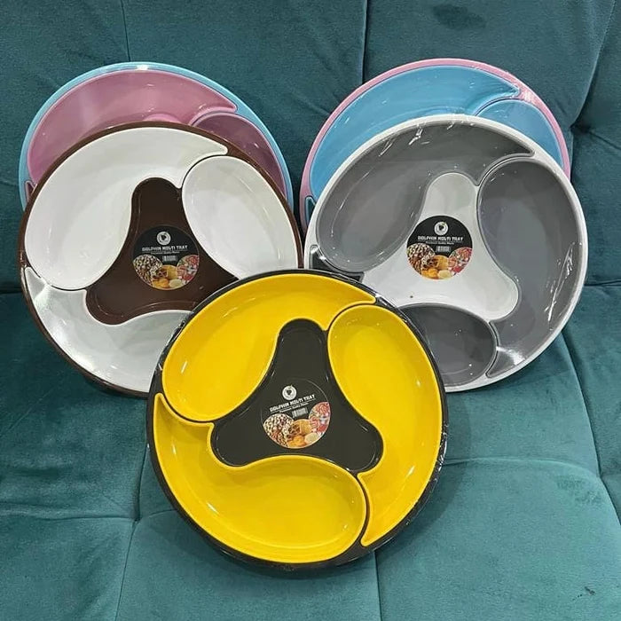 Dolphin Shape 4 Compartment Serving Plate Stylish Food Organizer
