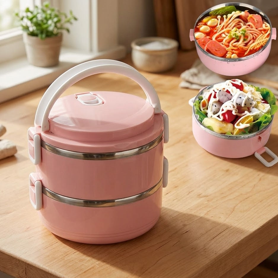 Double Deck Stainless Steel Lunch Carrier, Kitchen Accessories 