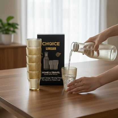 Elegant Clear Bottle & Glass Combo, Kitchen Accessories 