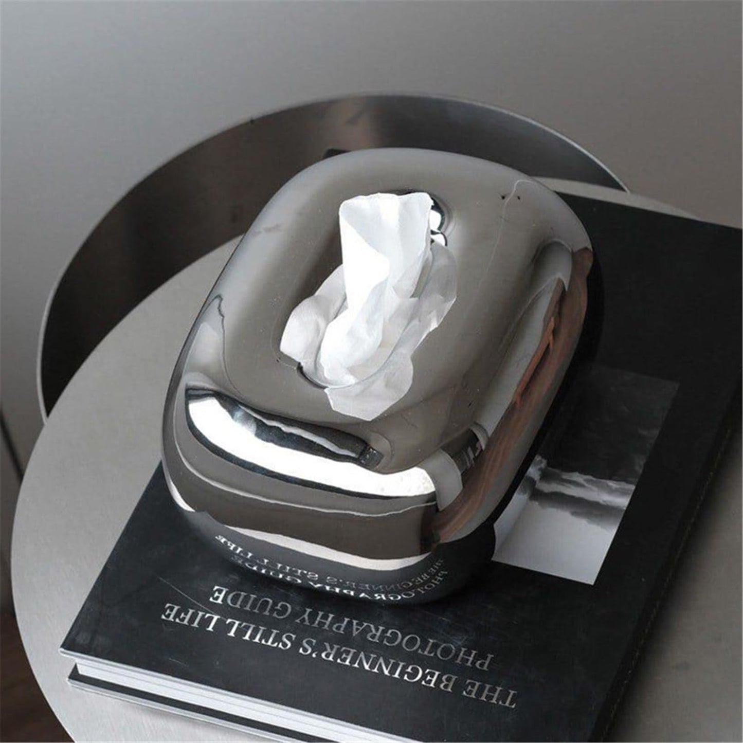Elegant Desktop Tissue Holder – Compact Black Enclosed Tissue Box Cover for Home Decor