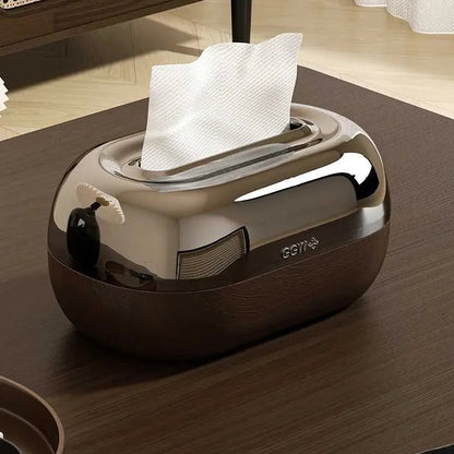 Elegant Desktop Tissue Holder – Compact Black Enclosed Tissue Box Cover for Home Decor