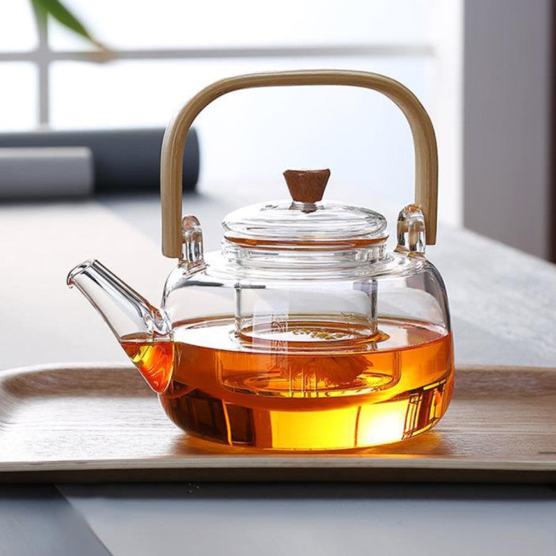 Elegant Glass Teapot with Infuser – 1 Liter Tea Brewing Kettle