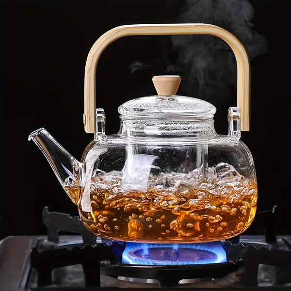 Elegant Glass Teapot with Infuser – 1 Liter Tea Brewing Kettle